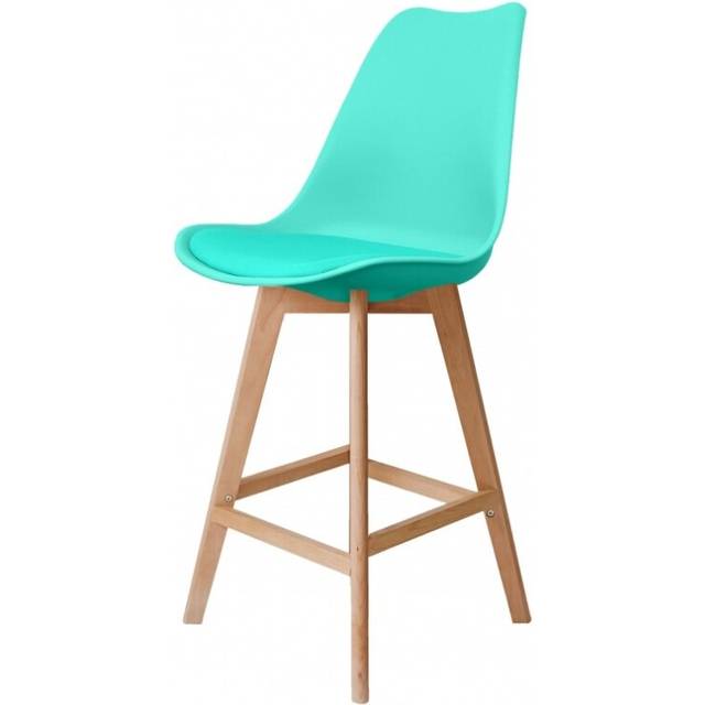 Fusion Living Soho White Plastic Bar Stool - Aqua