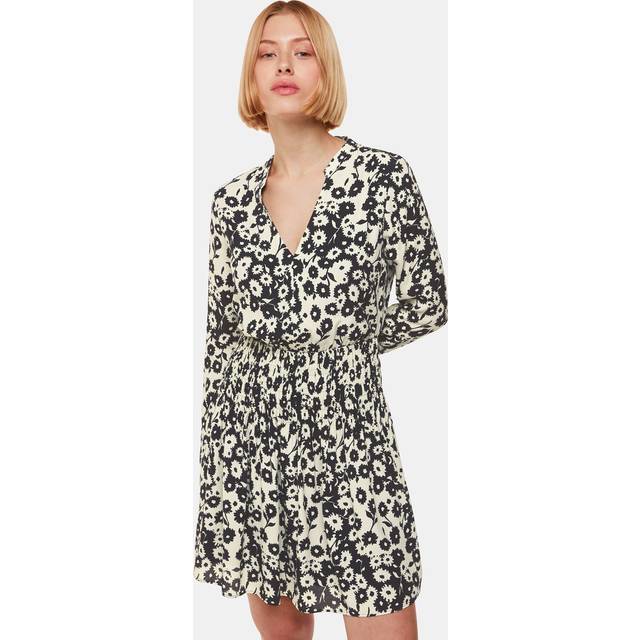 Black/Cream Riley Floral Shirred Dress - Multi (14)