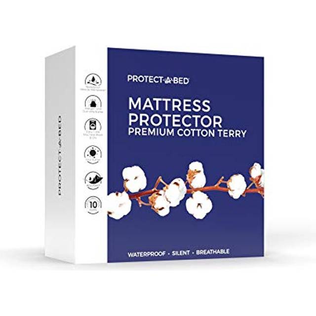 Protect-A-Bed Premium Cotton Terry Cloth Waterproof Mattress Protector  Blocks Dust Mites and Allergens  Machine Washable  Queen