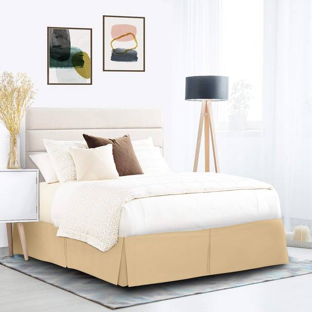 Nestl Gold Bed Skirt King Size  King Bed Skirt 14 Inch Drop  Brushed Microfiber Bed Skirts  Hotel Quality Pleated Bed Skirt