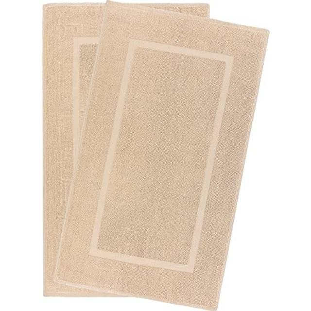 Cotton Paradise 100% Cotton Non Slip Bath Mats for Bathroom  20x34 inch Soft Absorbent Quick Dry Machine Washable Floor Bath Mat  Beige Bath Rug