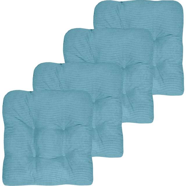 Sweet Home Collection Chair Cushion Crushed Memory Foam Pads Premium Slip Non Skid Microdot Rubber Back Tufted 16 x 16 x 3.25 Thick Seat Cover  4 Coun