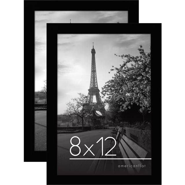 Americanflat 8x12 Picture Frames in Black - Set of 2 - Engineered Wood with Shatter Resistant Glass - Horizontal and Vertical Formats for Wall and Tab