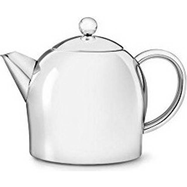 bredemeijer Santhee Double Walled Teapot  0.5-Liter Stainless Steel Glossy Finish with Glossy Accents