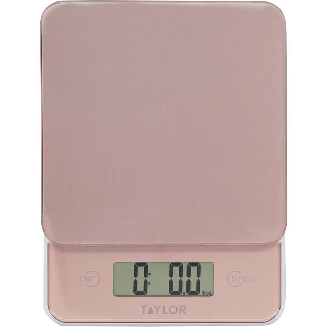 Taylor Digital Köksvågar i glas, snygga kompakta matvågar med precision noggrannhet och tara-funktion, roséguld, 5 kg kapacitet