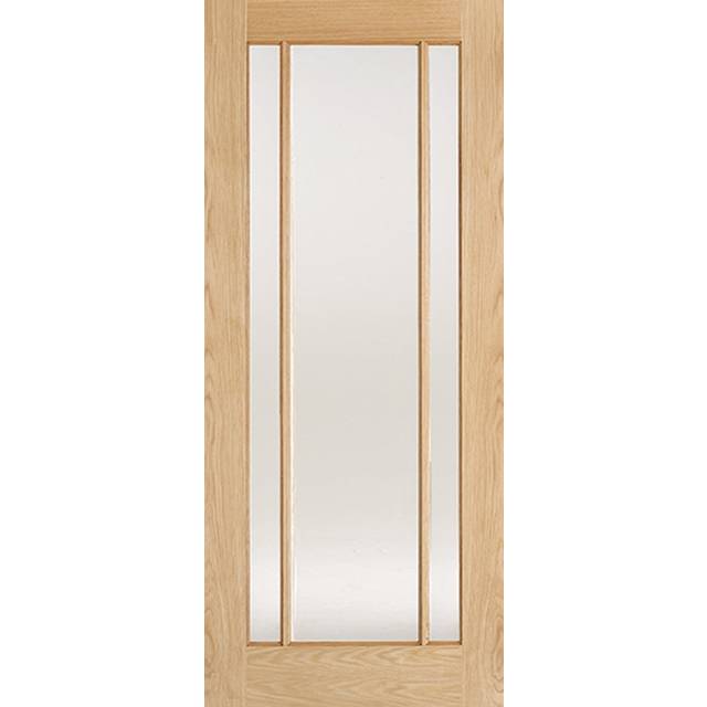 LPD Lincoln Solid Core Internal Door - Unfinished - 3P Clear Glazed 1981 x 610mm Oak OLING24