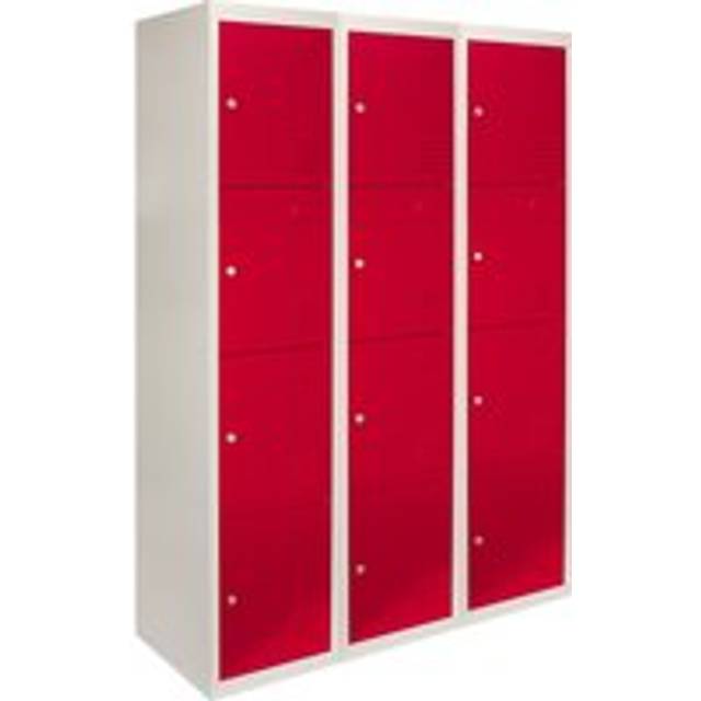 Monstershop 4 Door Red Metal Storage Locker 3 Pack - 180 x 38 x 45cm