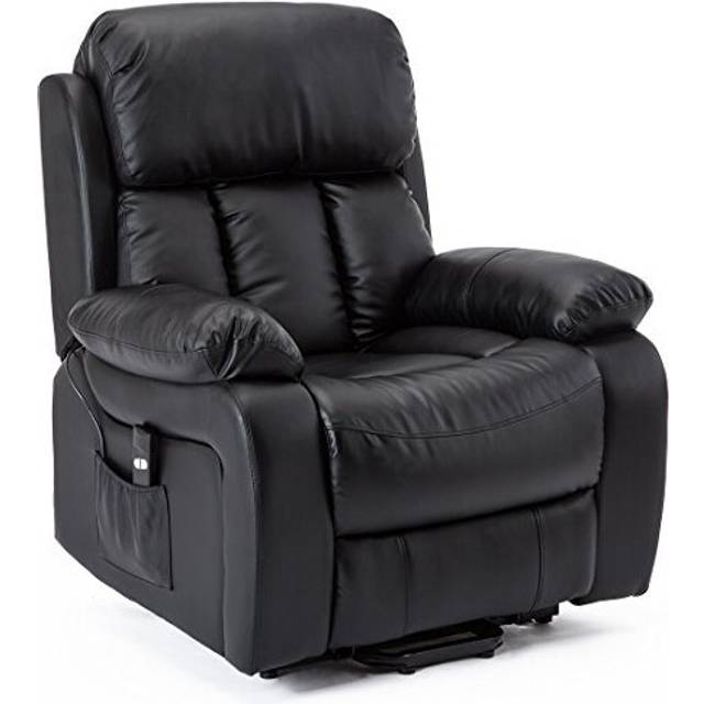 (Brown) Chester Electric Rise Heated Leather Massage Power Recliner Chair Sofa Armchair