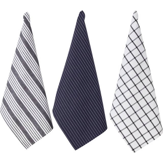 Penguin Home Set of 3 Kitchen Towels |100% cotton |Size-50x70 cm|Colour-White & Charcoal | Dish Towels |