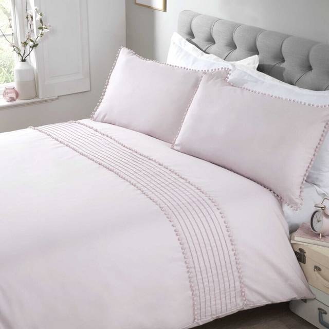Rapport Home King Pom Poms Duvet Set - Blush