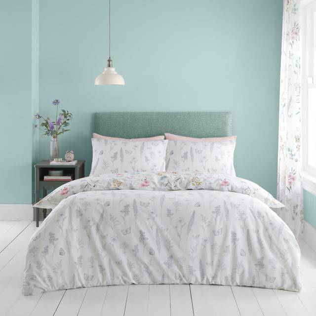 Catherine Lansfield Emilia Floral Duvet Cover Set - White - Double