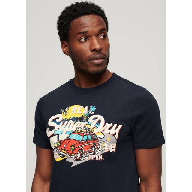 Superdry Herren Marineblau LA T-Shirt mit Grafik Logo-Druck, Größe: M