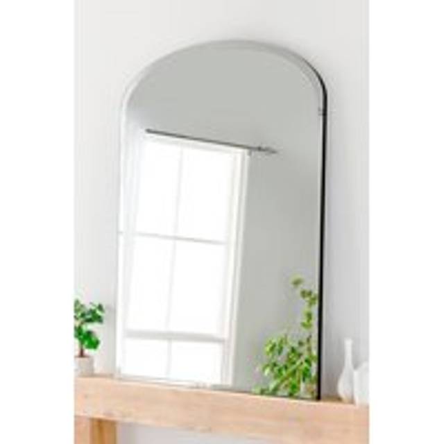 Yearn Arched Bevelled Overmantel Wall Mirror - Black