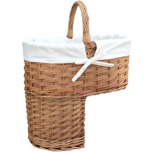 Double Steamed Stair Basket with White Lining - White Cotton