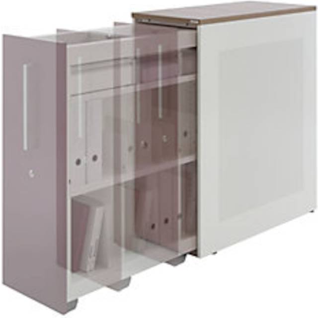 mauser counter element at left, counter element at left, height 1025 mm, pure white / beige grey - pure white RAL 9010