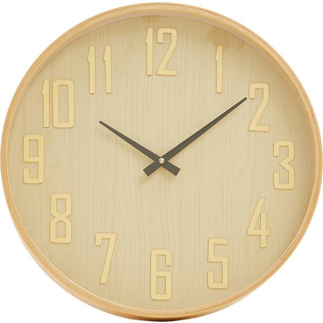 Premier Housewares Vitus Natural Round Wall Clock 40cm - Brown - 40 x 5 x 40cm