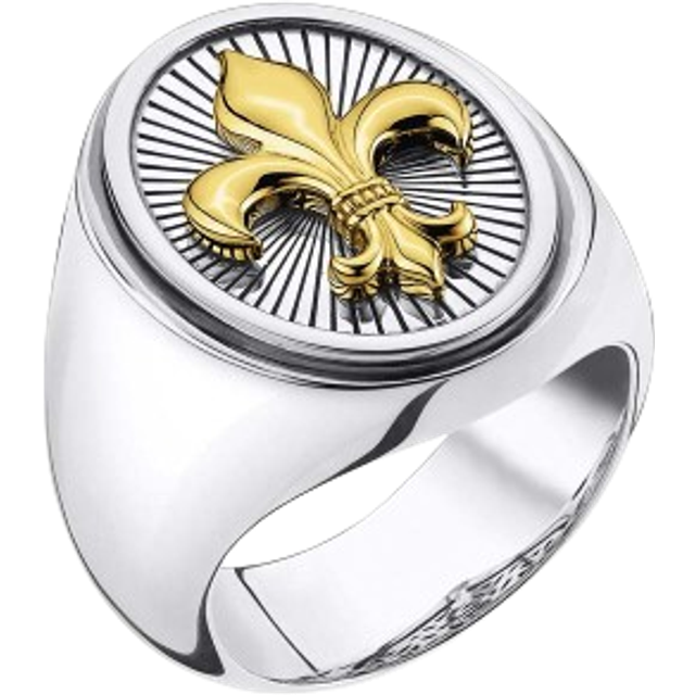 Silver & Gold Bourbon Lily Signet Ring (54)