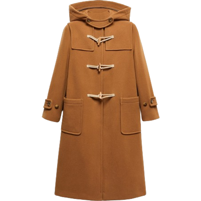 Brown Hooded Wool Blend Duffle Coat (S)