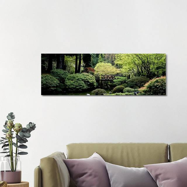 View of a Garden, Japanese Garden, Washington Park, Portland, Oregon - Wrapped Canvas Panoramic Photograph (121.92 cm H x 40.64 cm W x 1.91 cm D)