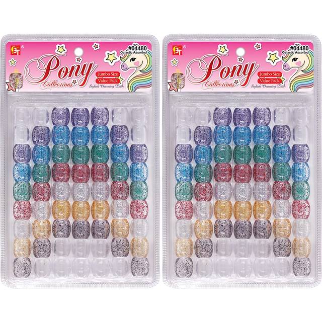 126 Pcs Beads Jewelry Making Kit DIY Hair Braiding Bracelet Ornaments Crafts Jumbo Round Pony (Galactic Assorted)