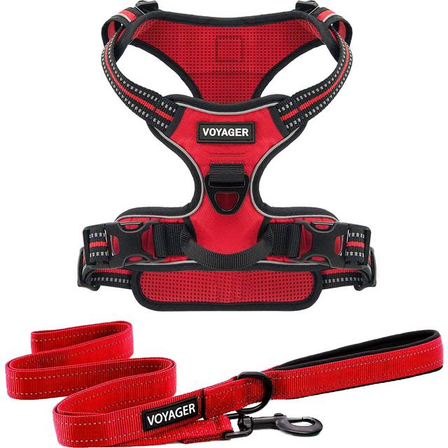 Voyager Dog Harness Dual Leash Attachment No-Pull control Adjustable Soft but Strong Pet Harness for Medium and Large Dogs with 3M Reflective Technolo