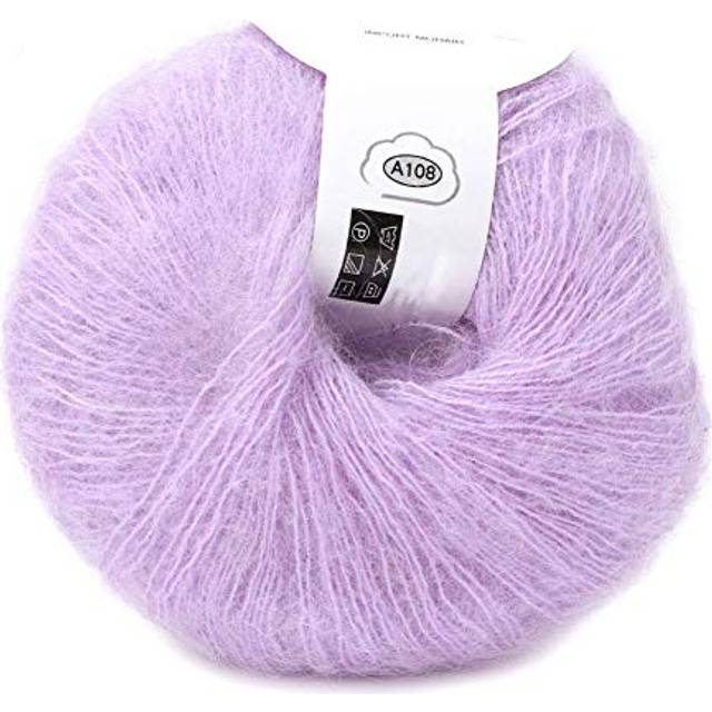 Yarn Thread Popular Multi Color Soft Mohair Fiber Long Angora Wool Hand Knitting Yarn Roving for Weave Scarves (violet)