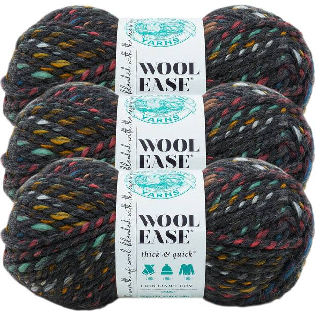 Lion Brand Yarn Wool-Ease Thick & Quick Yarn  Soft and Bulky Yarn for Knitting  Crocheting  and Crafting  3 Pack  Bedrock