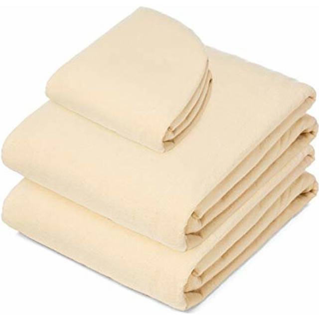 Saloniture 3-Piece Flannel Massage Table Sheet Set - Soft Cotton Facial Bed Cover - Includes Flat and Fitted Sheets with Face Cradle Cover - Natural