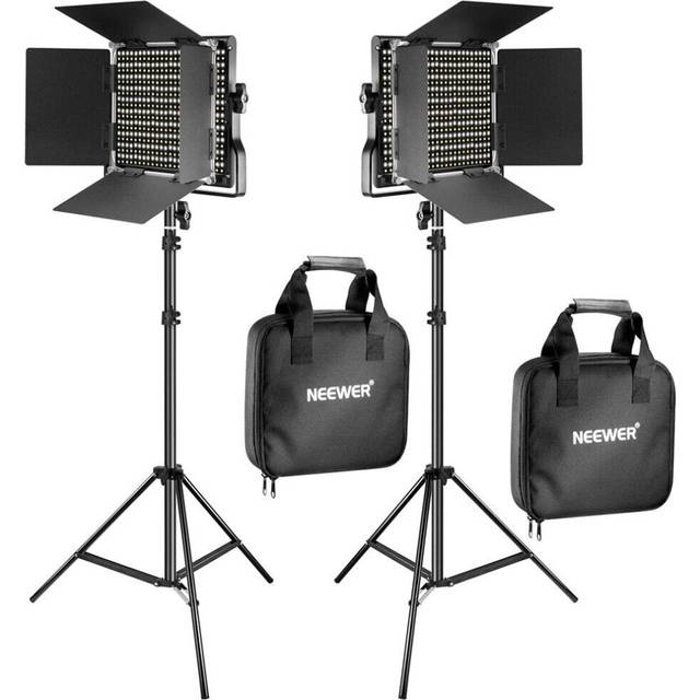 (US Plug) Bi-color 660 LED Video Light With Lighting Stand Kit 3200-5600K CRI 96+ Dimmable Lamp with U Bracket for Studio Photography Video Shooting 2