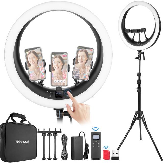 NEEWER RP19H 19 Inch LED Ring Light With 3 Phone Holders