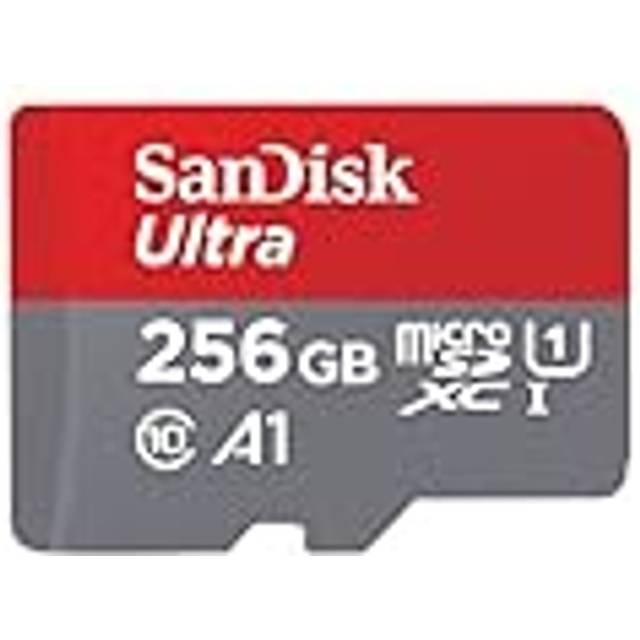 SanDisk Ultra 256GB microSDXC Memory Card + SD Adapter with A1 App Performance Up to 120 MB/s, Class 10, U1, Red/Grey