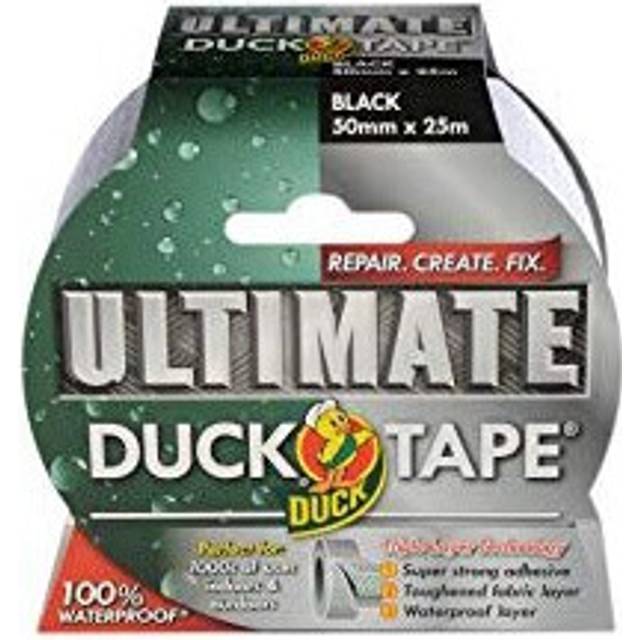 Duck Tape Black The Ultimate high Strength Waterproof Gaffer and Duct Adhesive Cloth Repair Tape, 50 mm x 25 m, 232152