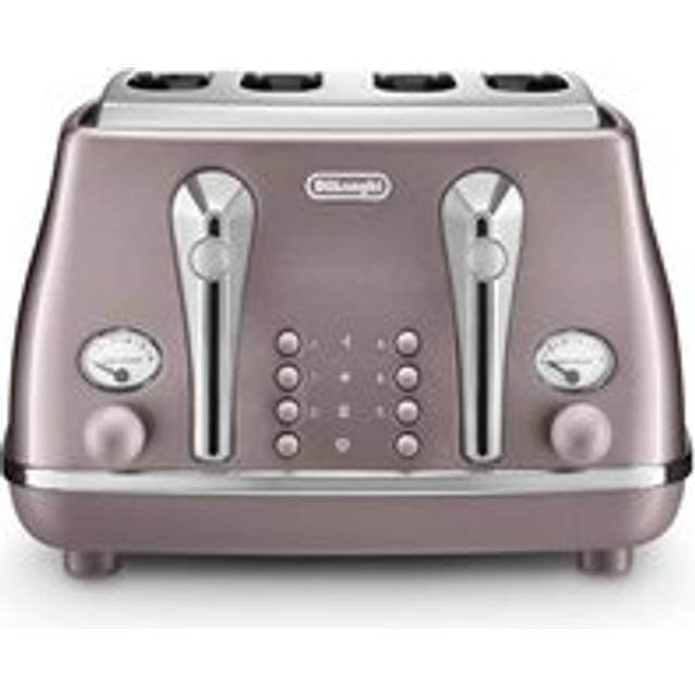 DELONGHI Icona Metallics CTOT4003.PK 4-Slice Toaster - Violet, Purple