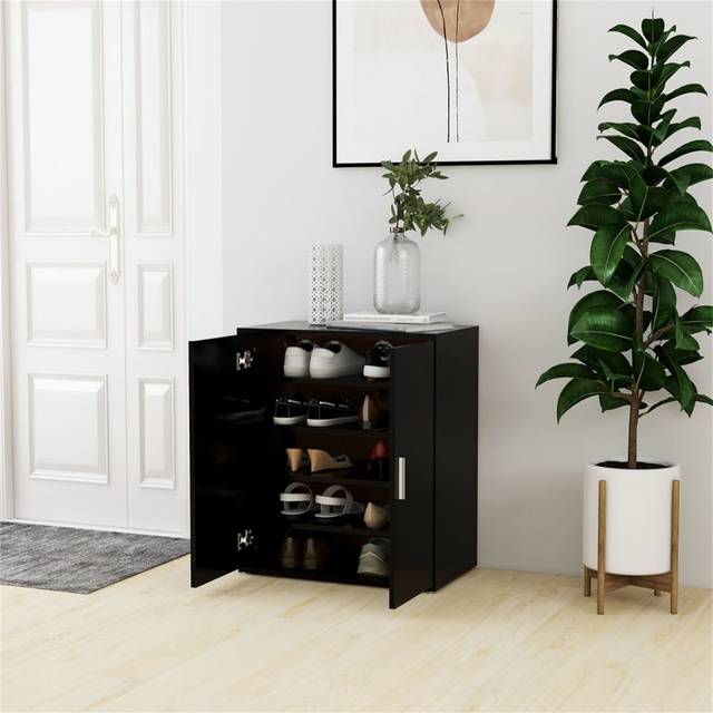 Shoe Cabinet 60x35x70 cm Engineered Wood - Black (10)