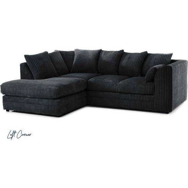 Portland Canolo Luxury 3 Seater Charcoal Jumbo Cord Left Hand Corner Chaise Sofa - Grey