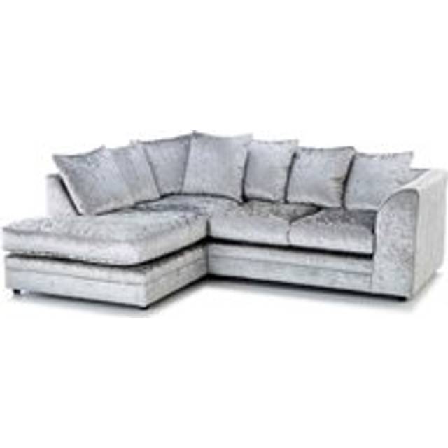 Portland Canolo Luxury 4 Seater Silver Crush Velvet Corner Chaise Sofa