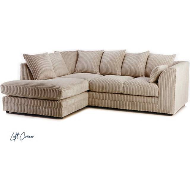 Portland Canolo Luxury 3 Seater Coffee Jumbo Cord Left Hand Corner Chaise Sofa - Brown