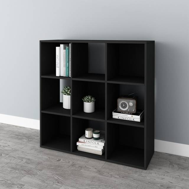 (Black) WestWood Bookshelf 3 Tier 9 Cube Bookcase Storage Display PB Shelving Rack Unit