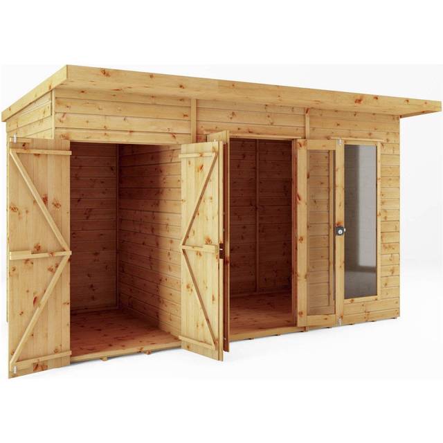 Mercia 12 x 6ft Maine Pent Summerhouse With Side Shed, Brown