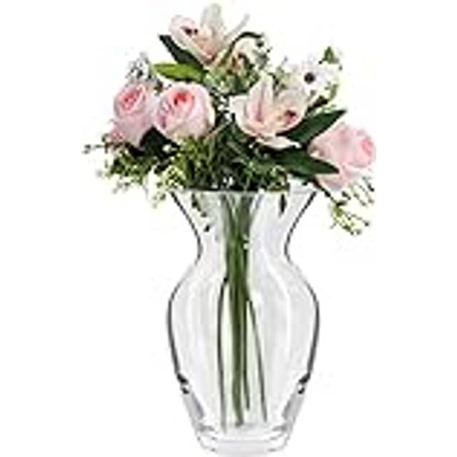 18cm Clear Glass Vase - 3.5mm thick Modern & Decorative Crystal Vase - Transparent Cylinder shape Glass Flower Vase for Home/Wedding Table Centrepiece