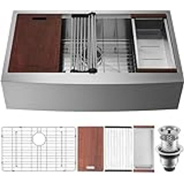 Vevor 30" top mount farmhouse kitchen sink single bowl basin 304 stainless steel