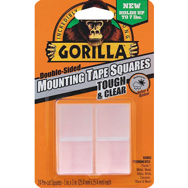 "Gorilla Double-Sided Mounting Tape Squares 1""X1"" 24/Pkg-Clear"