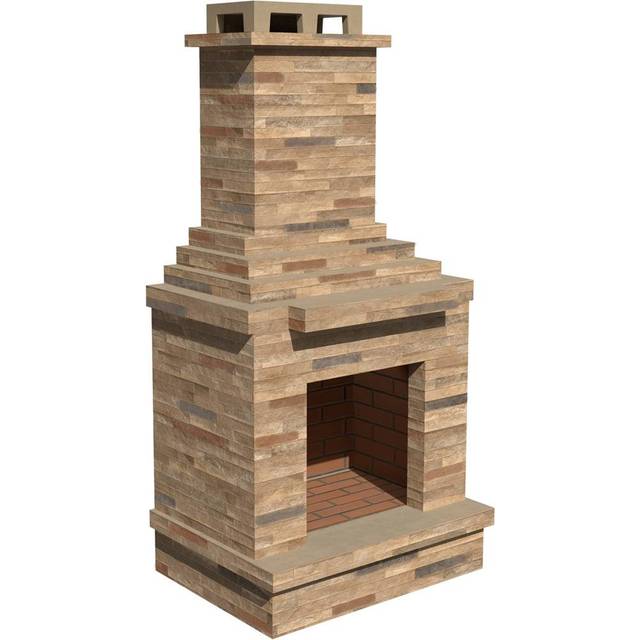 Callow Light Stone Outdoor Wood Burning Fireplace Self Assembly Kit, Brown