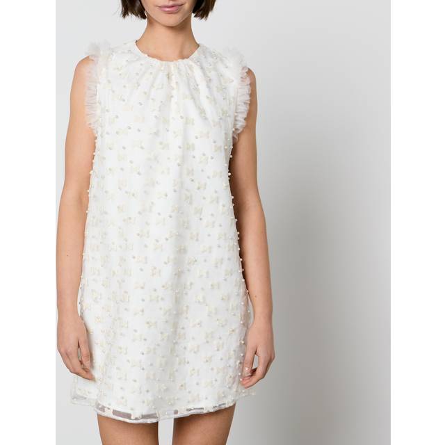 Sister Jane Bow Collection Embellished Organza and Tulle Mini Dress - L/UK 14 - Cream