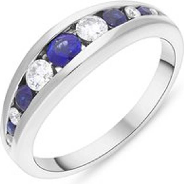 18ct White Gold 0.57ct Diamond Sapphire Graduated Eternity Ring