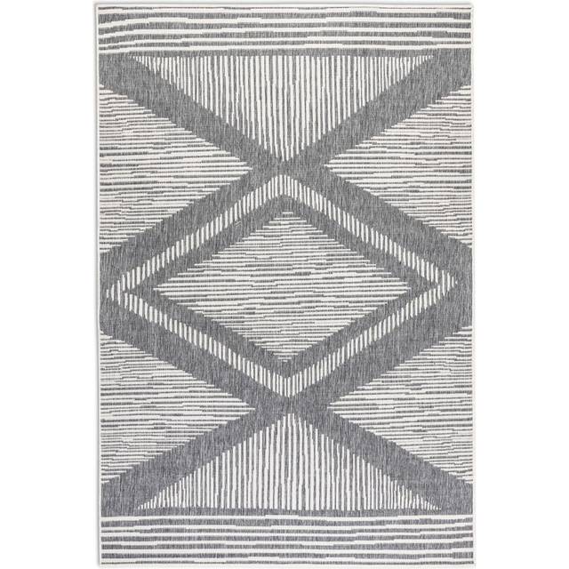 Gemini Geometric Indoor / Outdoor Area Rug - Matt brushed nickel (Rectangular 200 x 290cm)