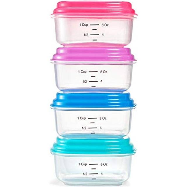 Fit  Fresh Small Plastic Containers With Lids 8 oz  Small Snack Containers With Lids For Adults and Kids  Reusable Leakproof Dr