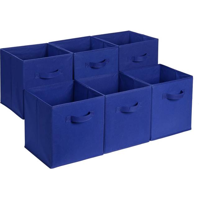 Amazon Basics collapsible Fabric Storage cube Organizer with Handles  13 x 13 x 13 Inch  Navy Blue - Pack of 6