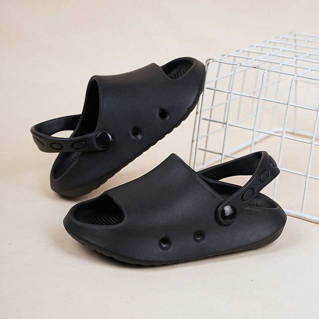 Barns Fashionabel Söt & Bekvämt Utomhus Skumtofflor - Svart (EUR24-25,EUR26-27,EUR28-29,EUR30-31,EUR32-33,EUR34-35)