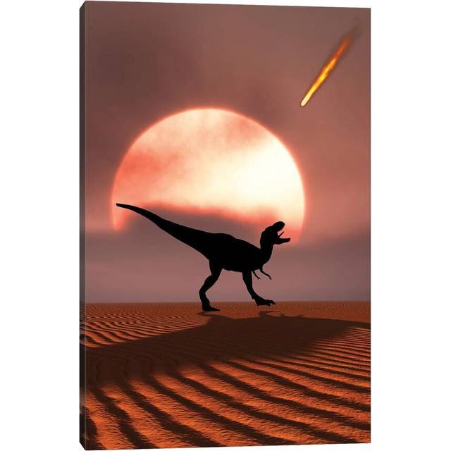 A Lone T-Rex Watches a Falling Asteroid That Will Bring About the Extinction of All Dinosaurs by Mark Stevenson - Wrapped Canvas Graphic Art (101.6 cm H x 66.04 cm W x 1.91 cm D)